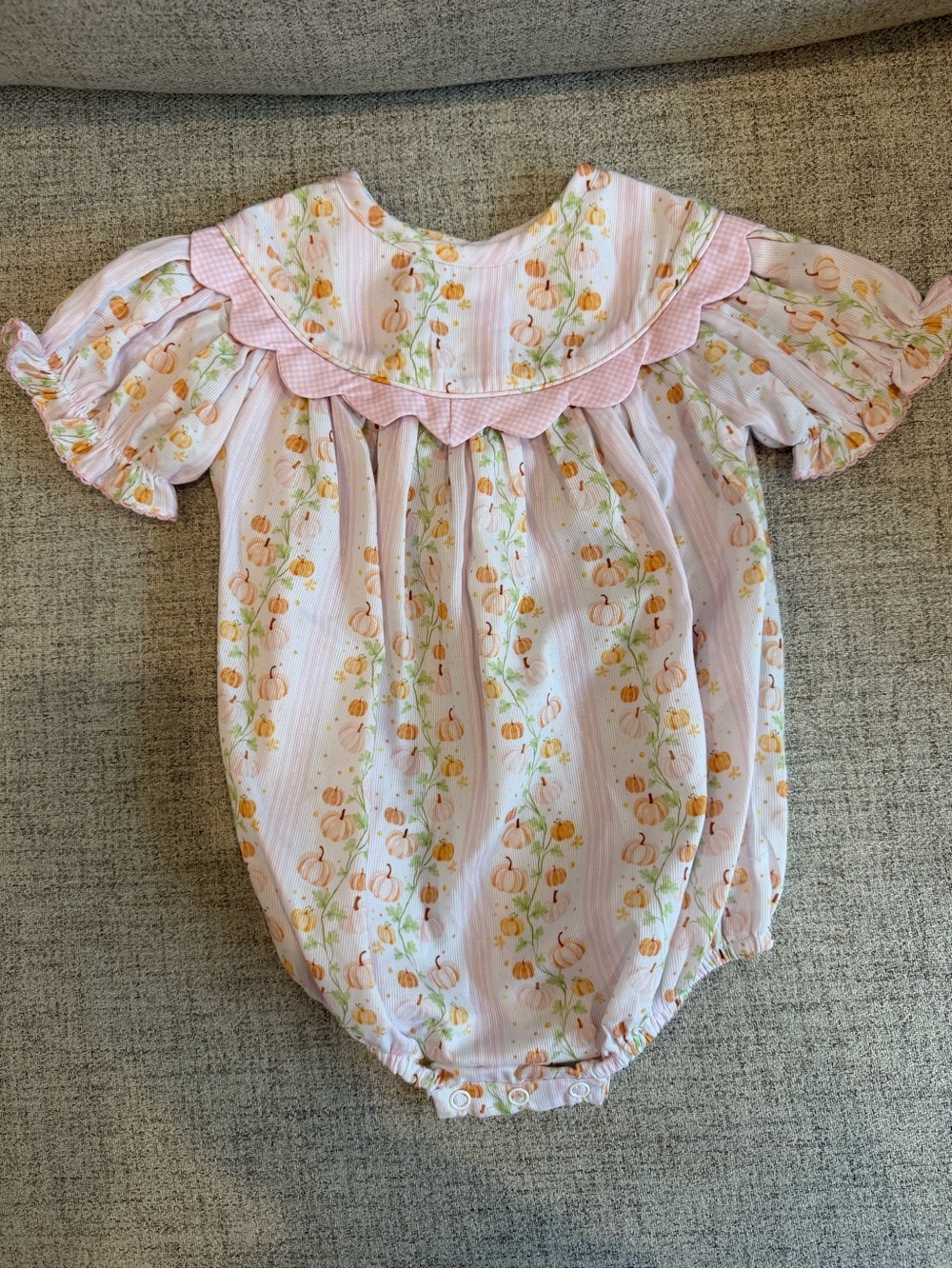 Pink Pumpkin-Print Ruffled Baby One-Piece